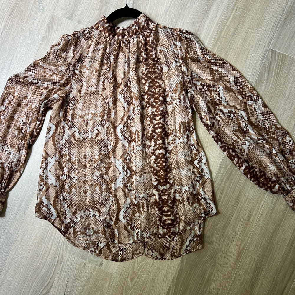 H&M Brown Snake Print Chiffon Blouse